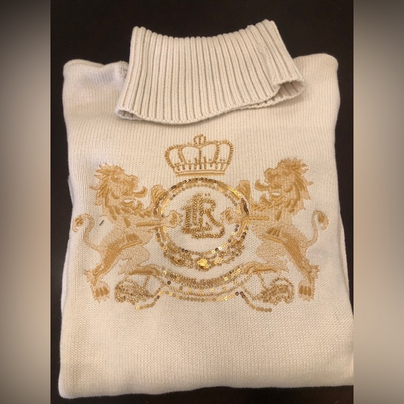 Ralph Lauren Black Label Cream Ribbed Turtleneck with embellished logo - Picture 5 of 10